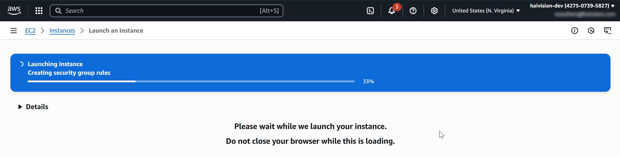 Launching instance