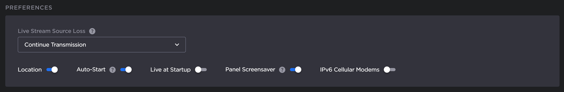 Preferences Section with Auto-Start Enabled