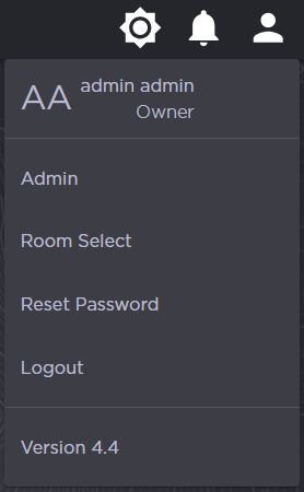 Admin User Account Menu