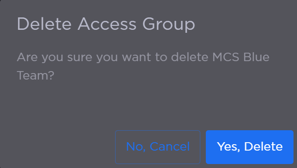 Delete Access Group Confirmation Prompt