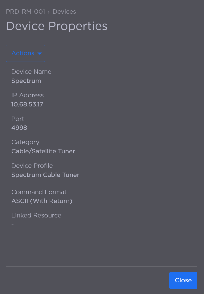 Device Properties Panel