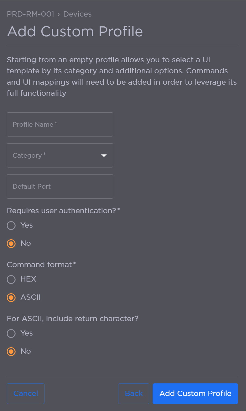 Create New Custom Profile Panel