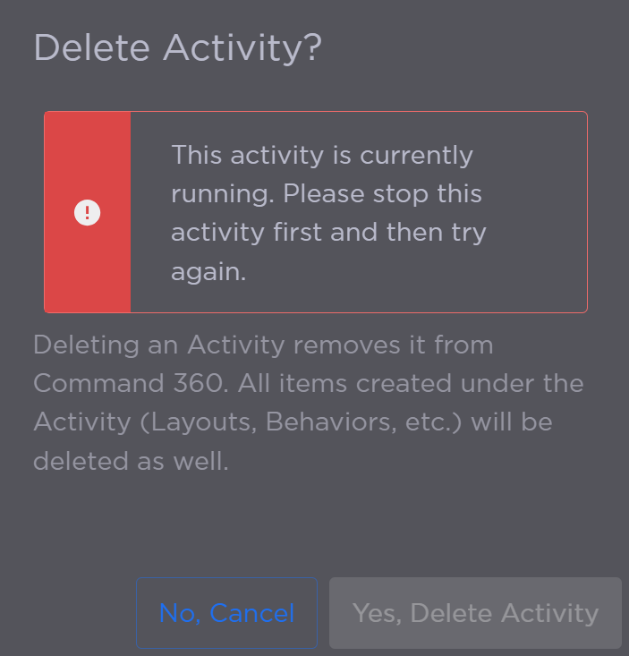 Delete Running Activity Prompt
