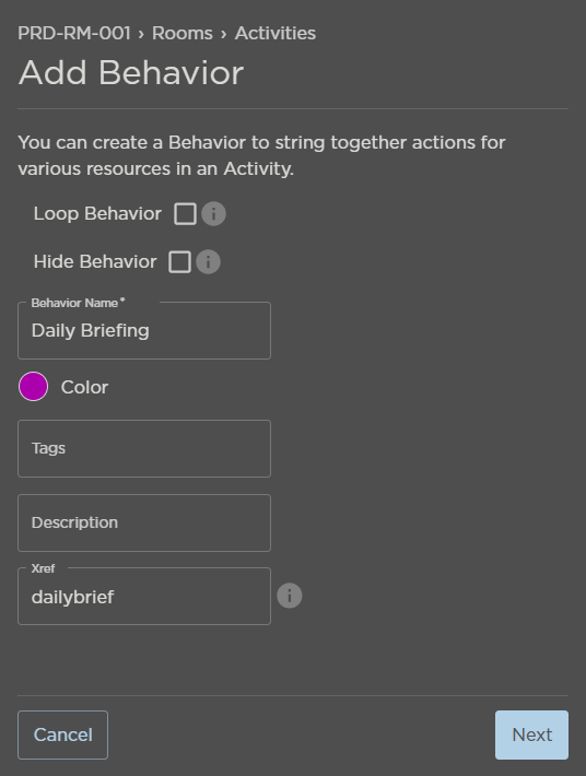 Completed Behavior Fields