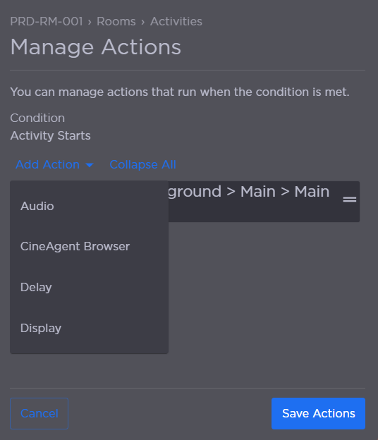 Activity Starts Actions