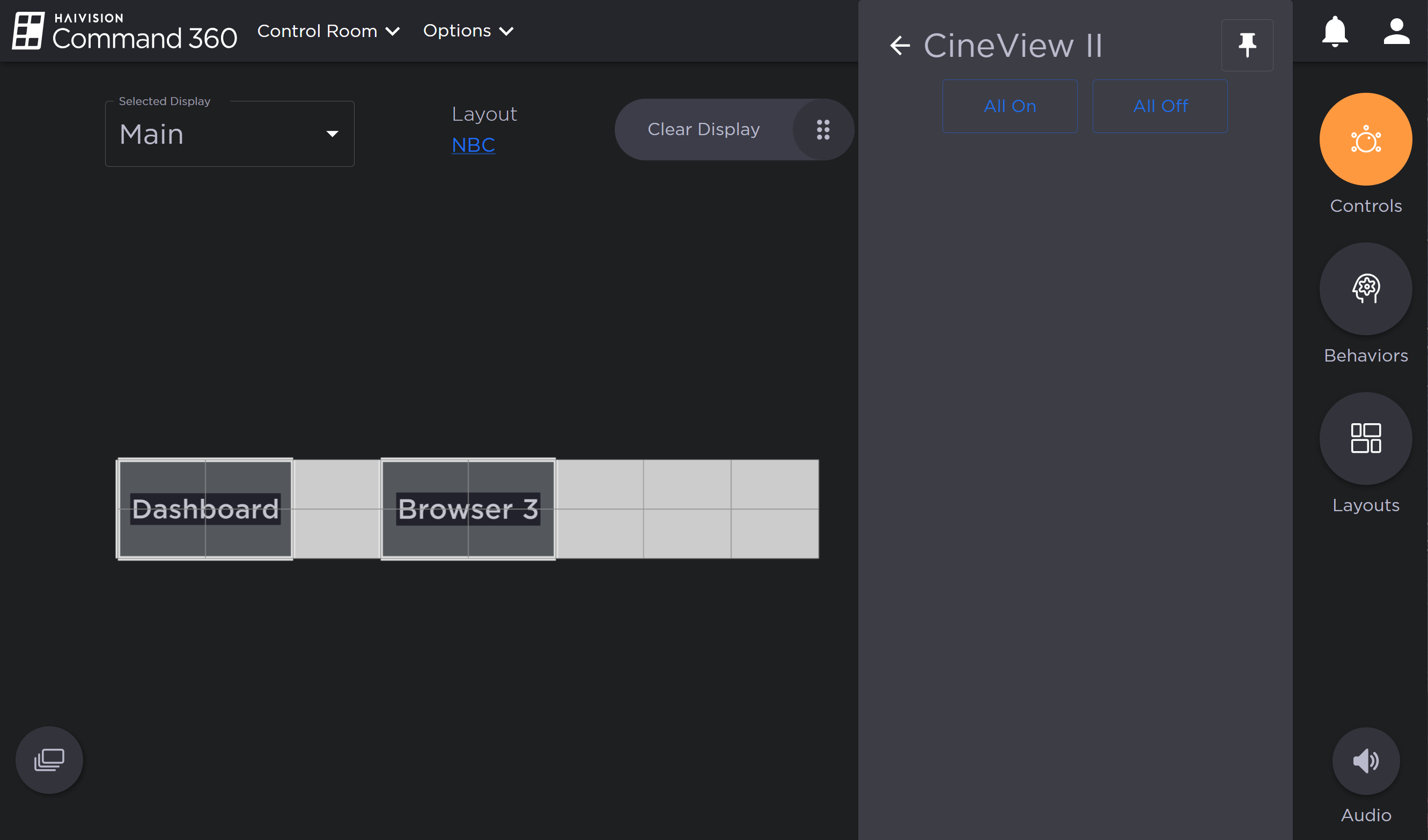 In Room CineView Controls