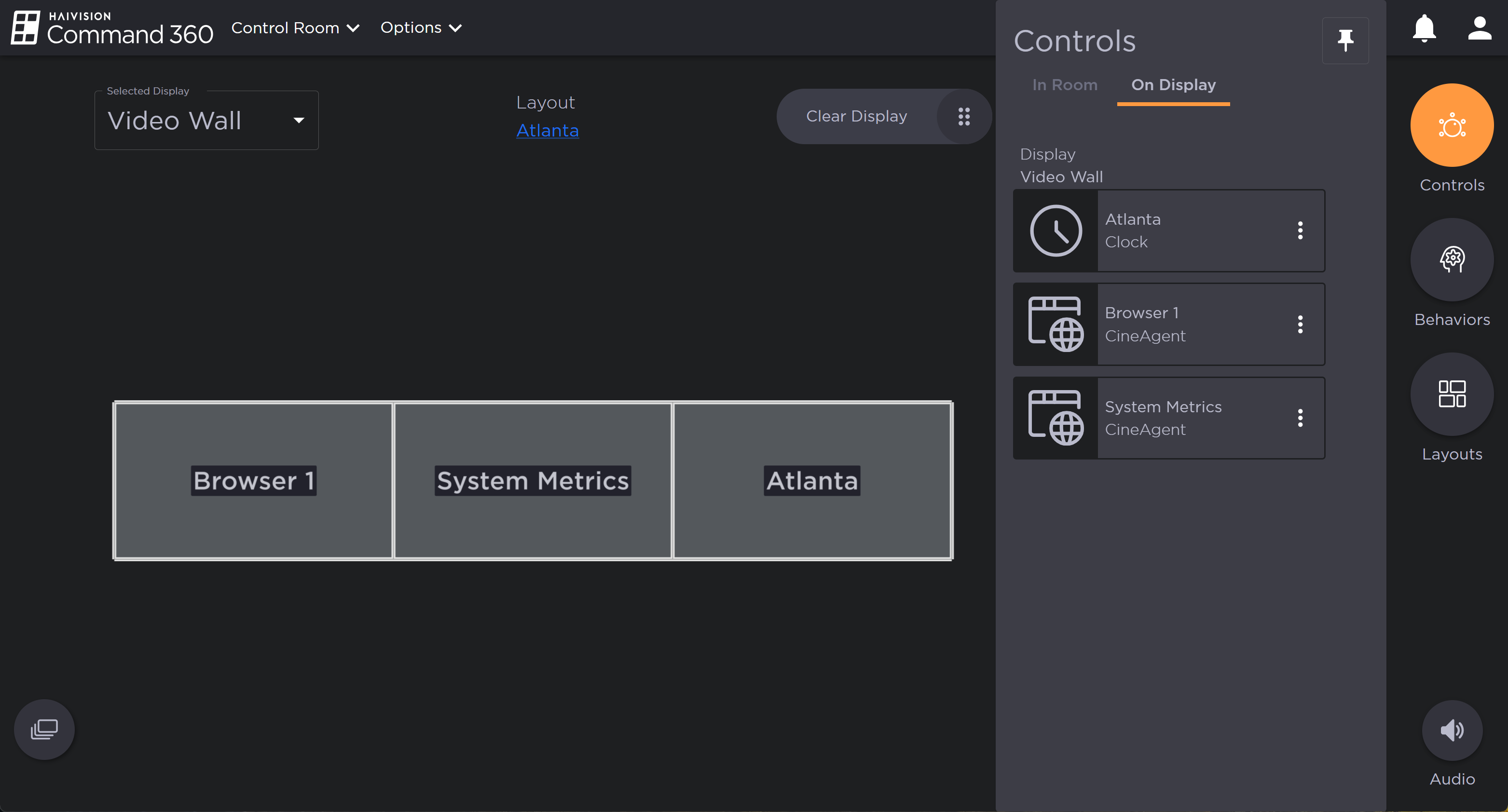 Controls Panel with On Display Tab Visible