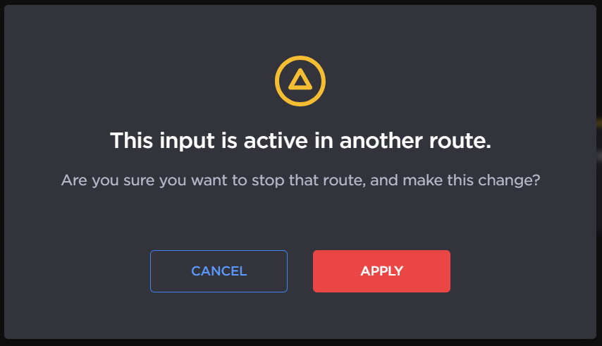 Active Route Input Confirmation
