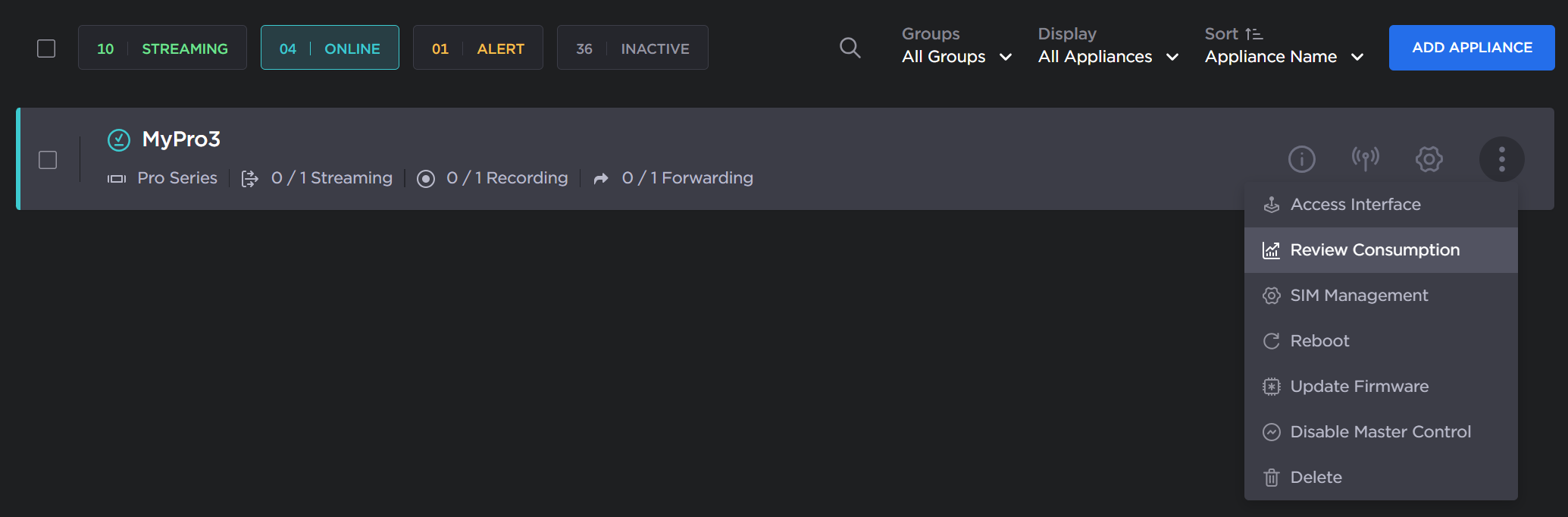 Appliances SIM options