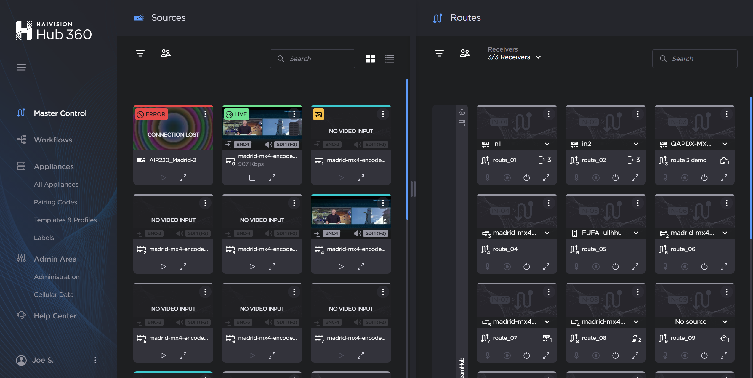 Master Control page