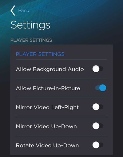 Play Pro Player Settings