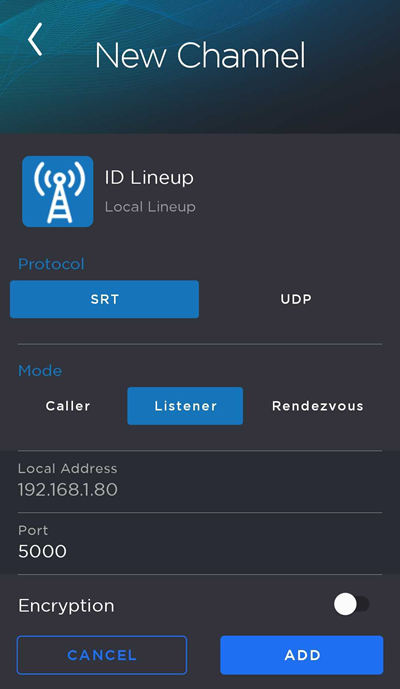 Streaming Channel SRT Settings