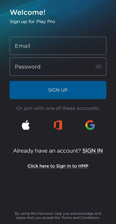Play Pro Welcome Screen