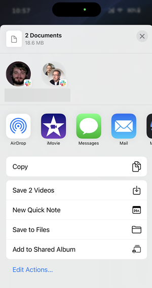 Example iOS Share Sheet