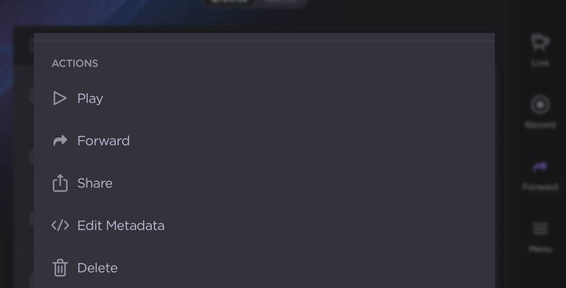 Forward File Actions Menu