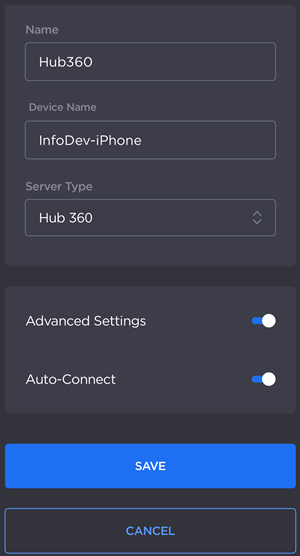 Hub 360 Advanced Connection Settings