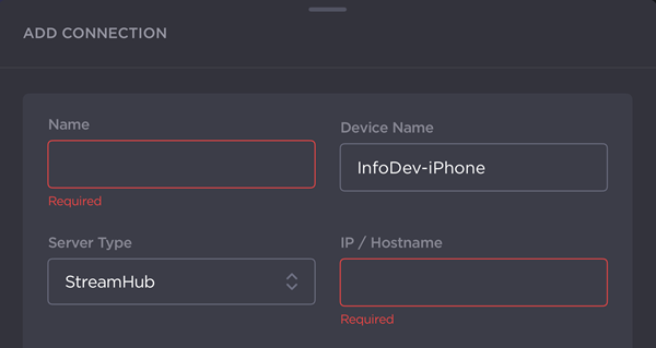 Add Connection Name, Type and ID fields