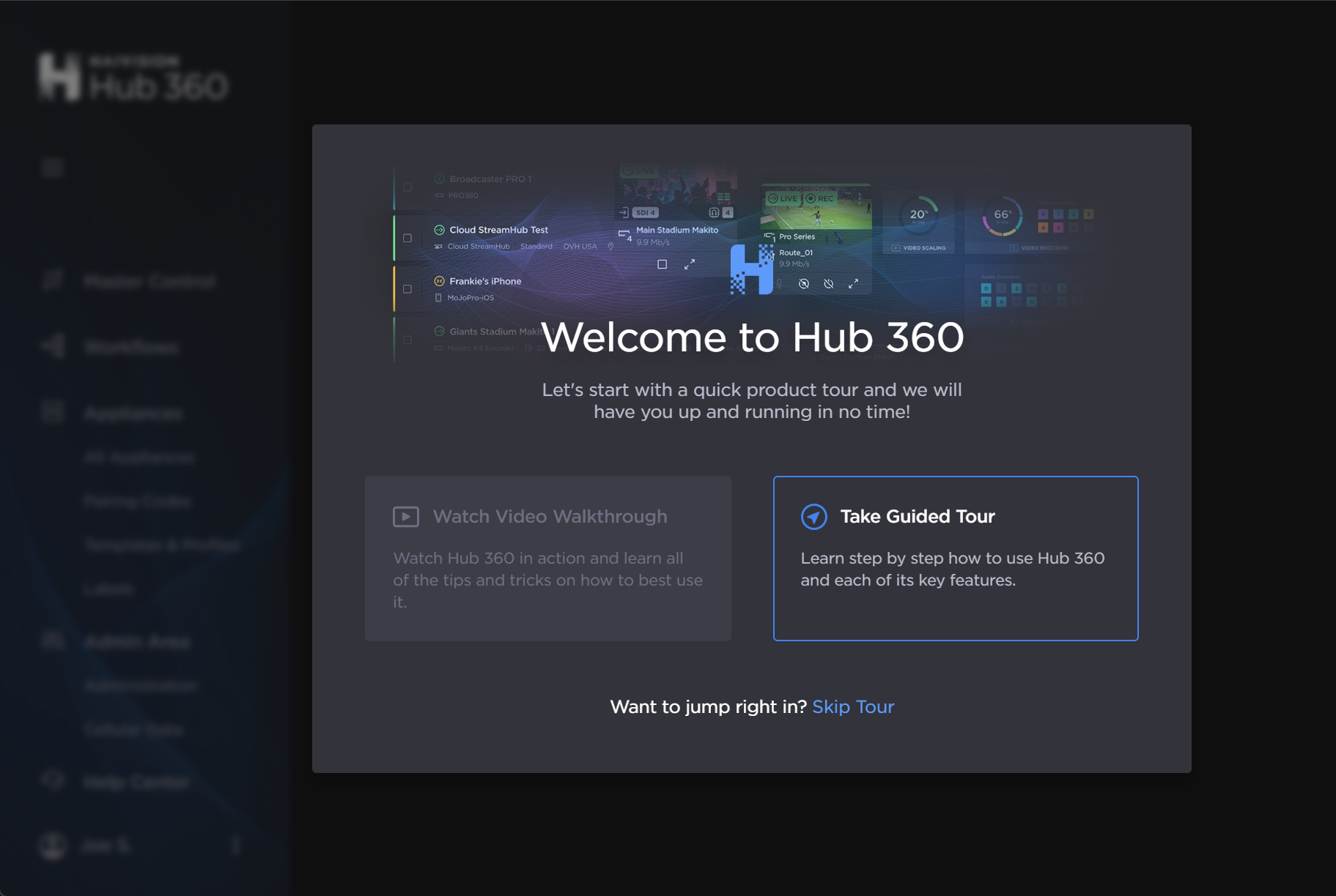 Welcome dialog