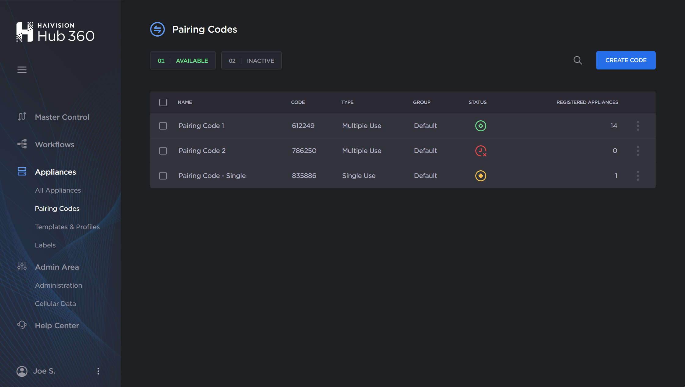 Pairing Codes