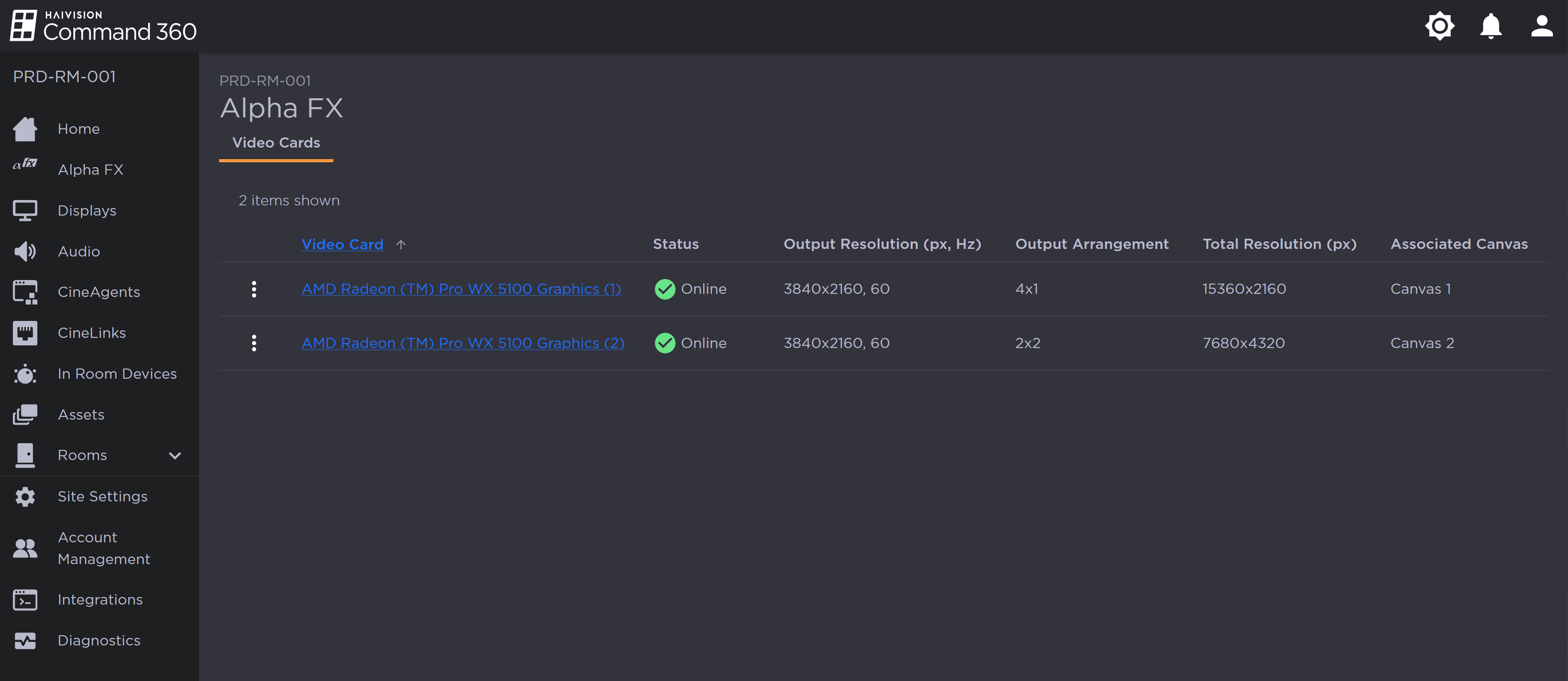 Alpha FX Page with 2 Video Cards