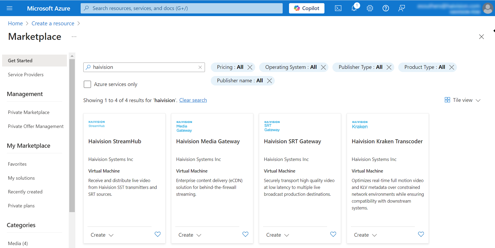 Azure marketplace