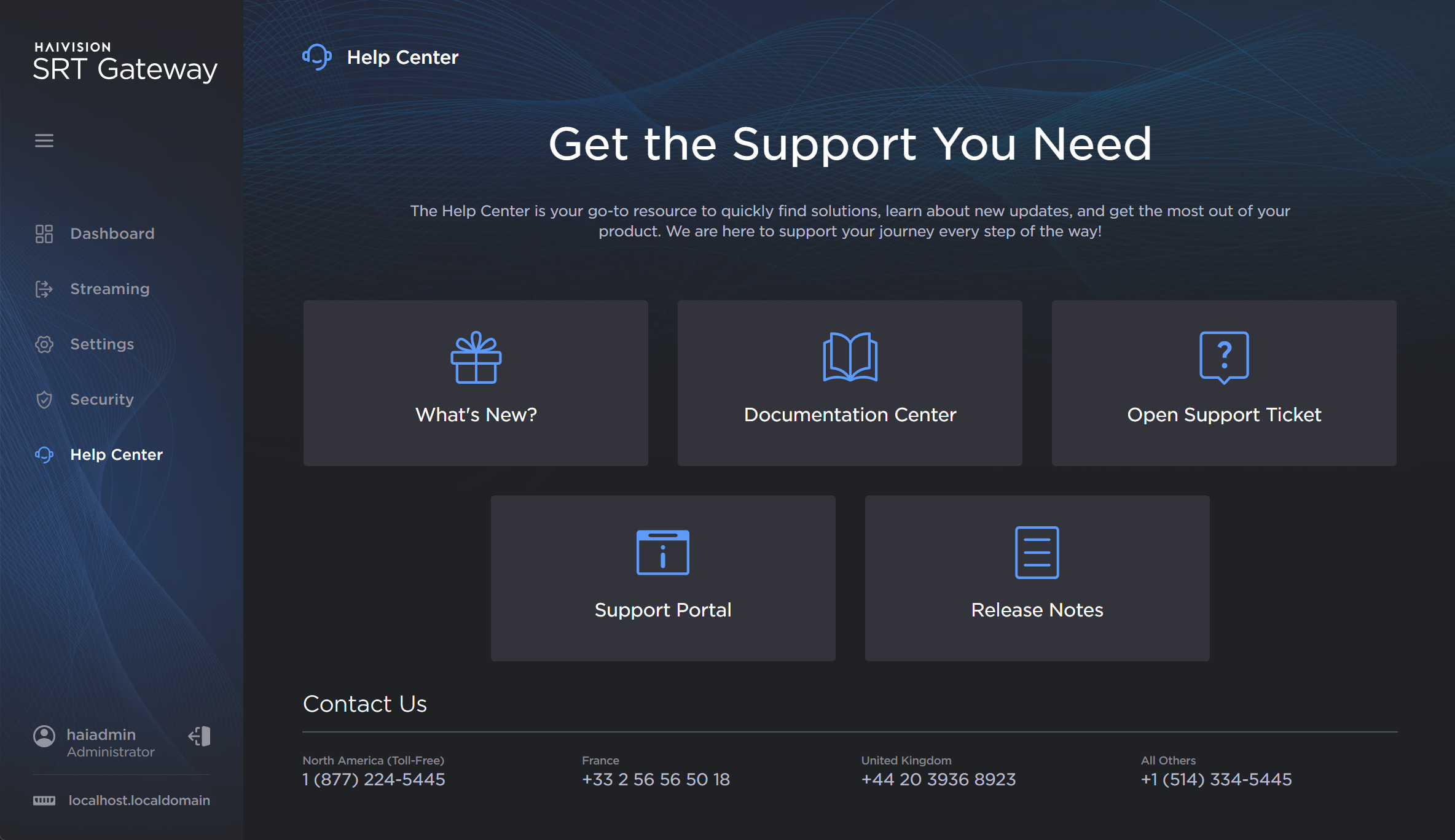 HelpCenter screen