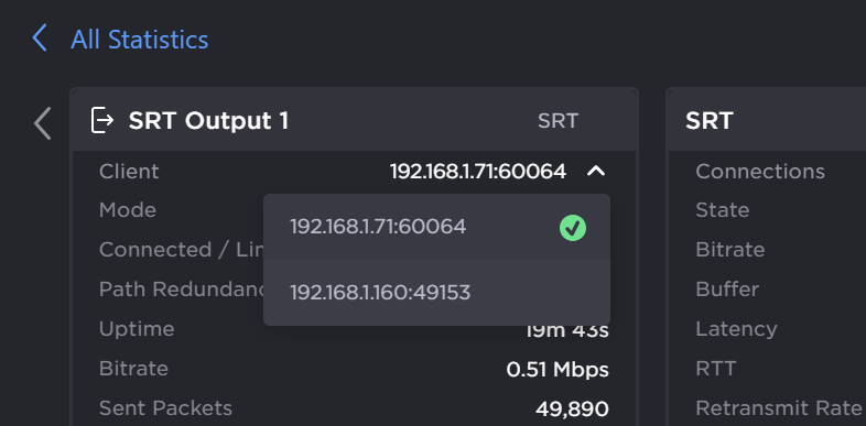 SRT Listener Client Graphs