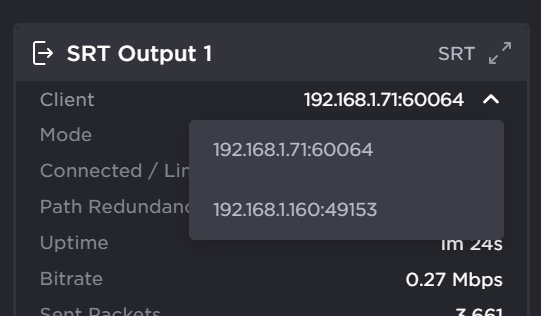 SRT Listener Client Stats