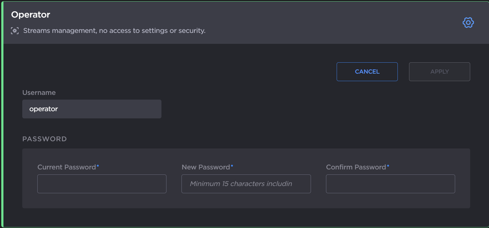 Change Password Pane