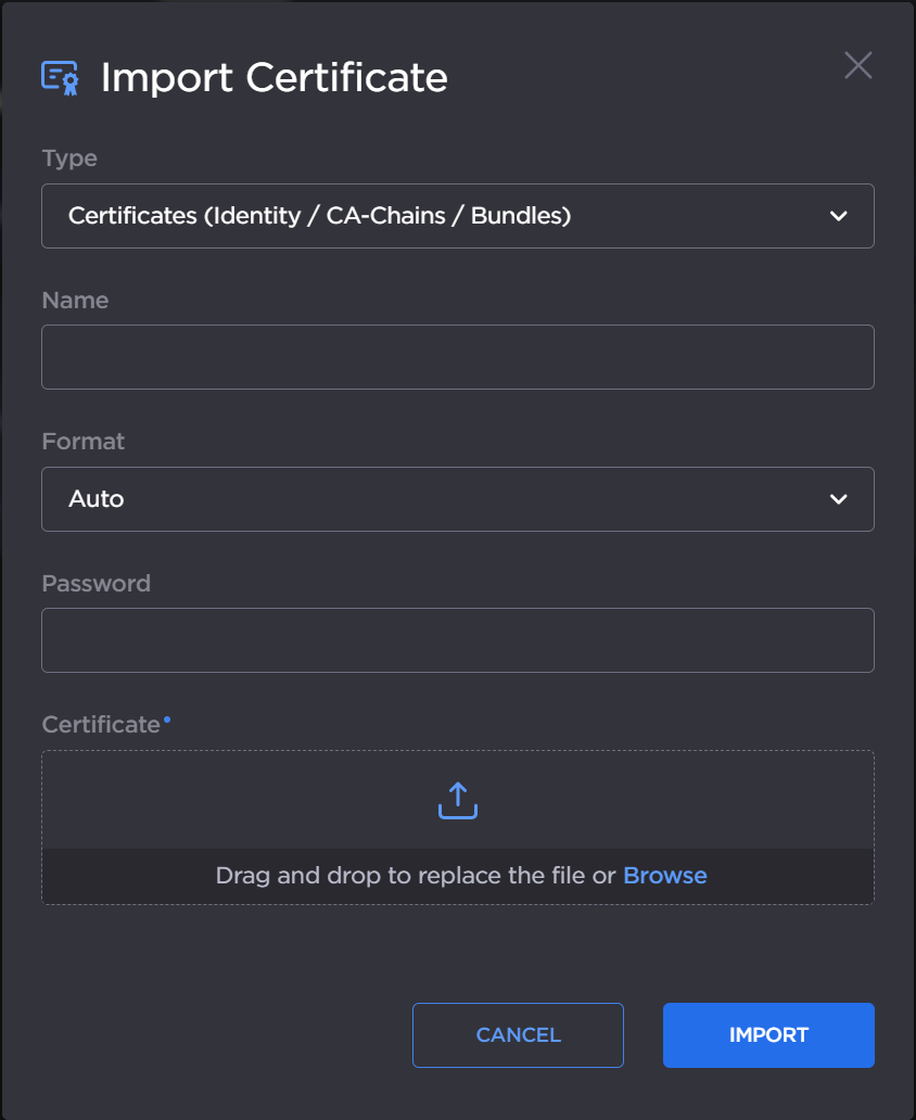 Import Certificate Dialog