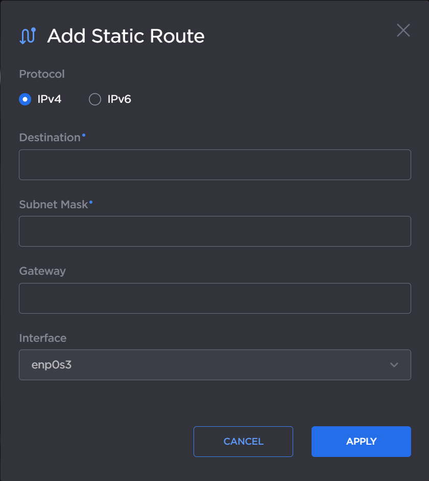 Add Static Route Dialog
