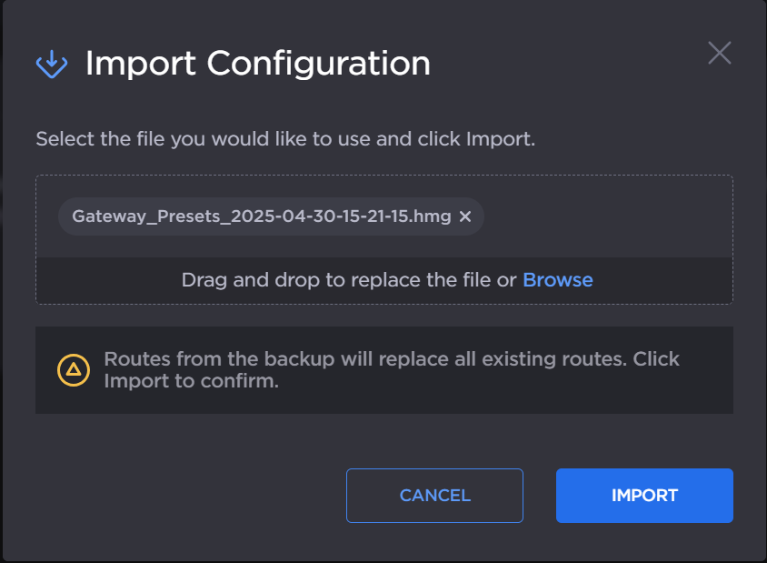 Import Configuration