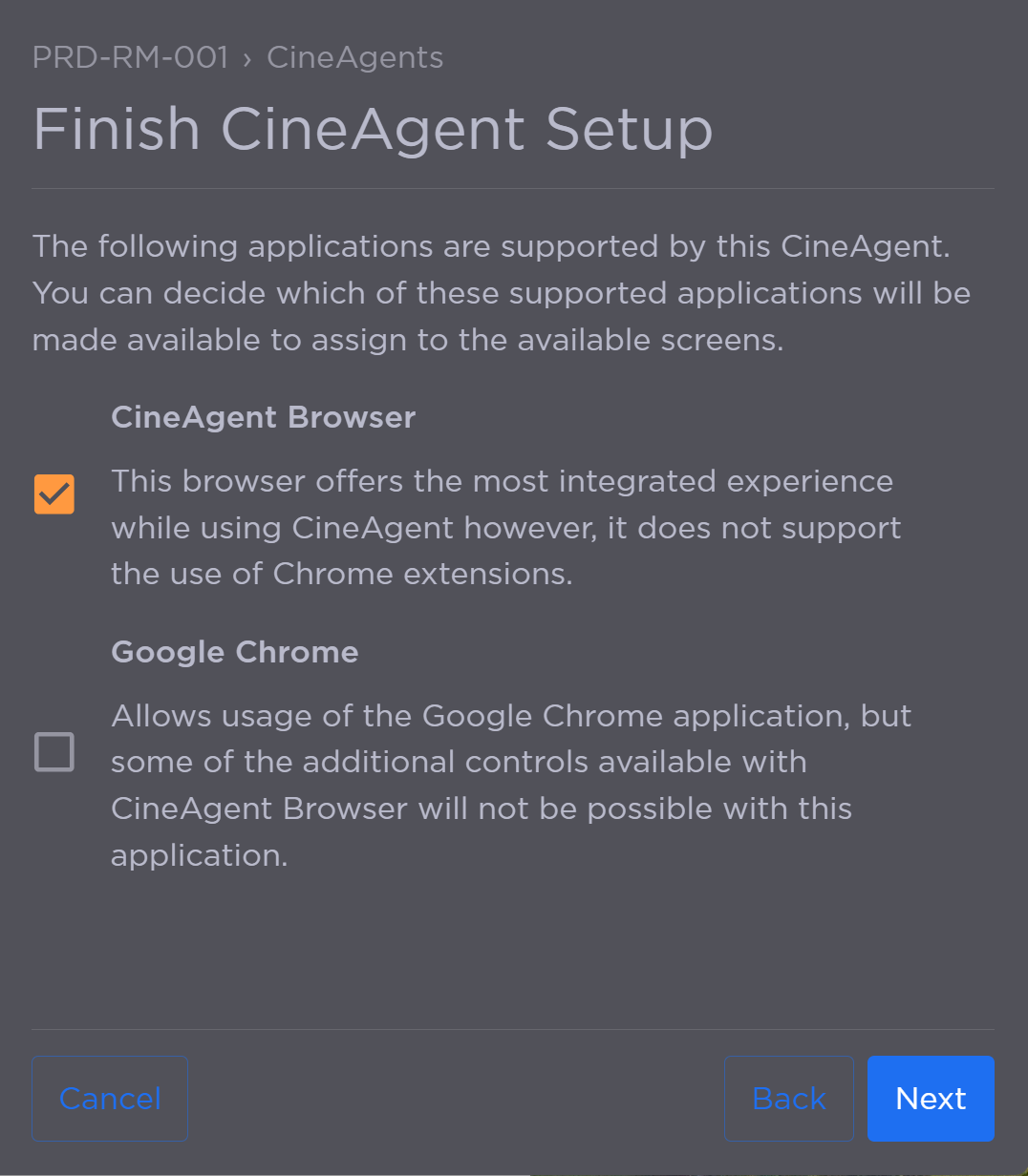 CineAgent Browser Options