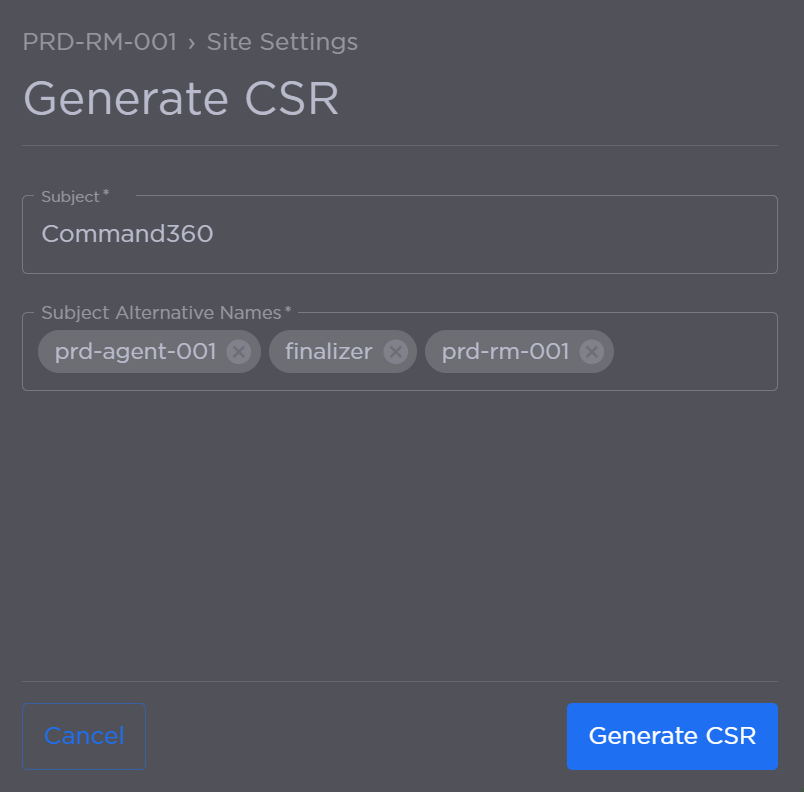 Generate CSR Fields