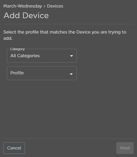 Add Device Panel