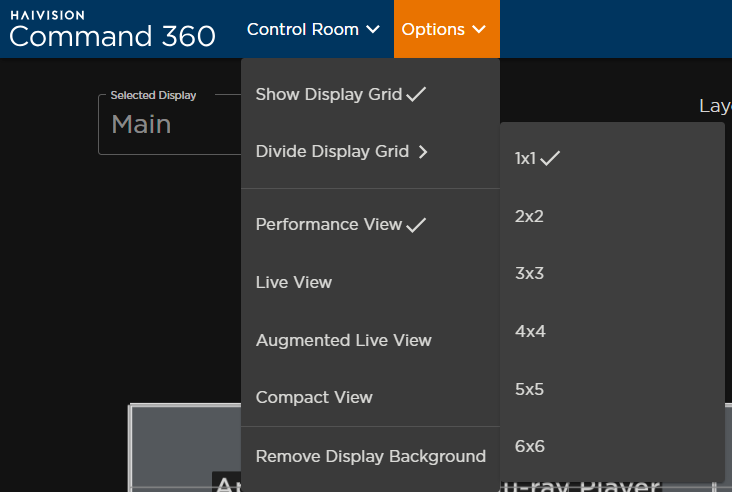 Expanded Options Menu