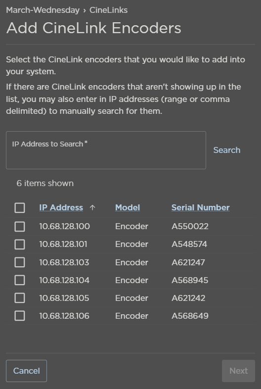 Add CineLink Encoders Panel