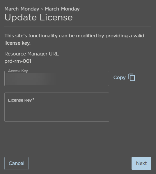 Update License Key Field