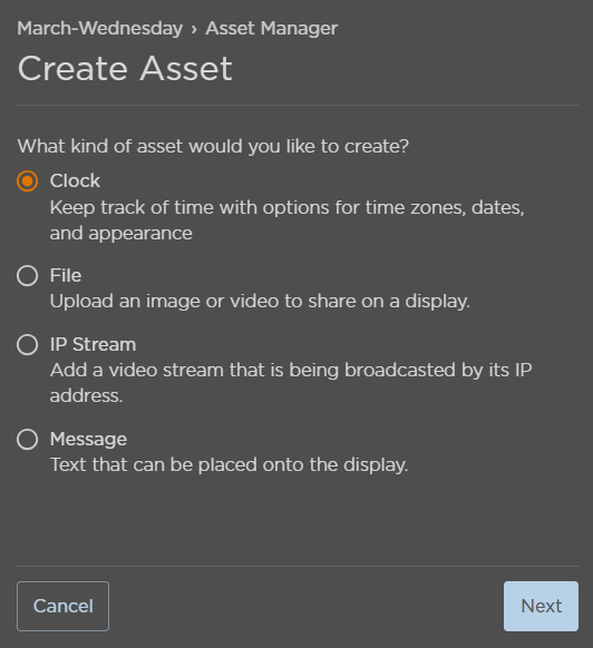Create Asset Menu