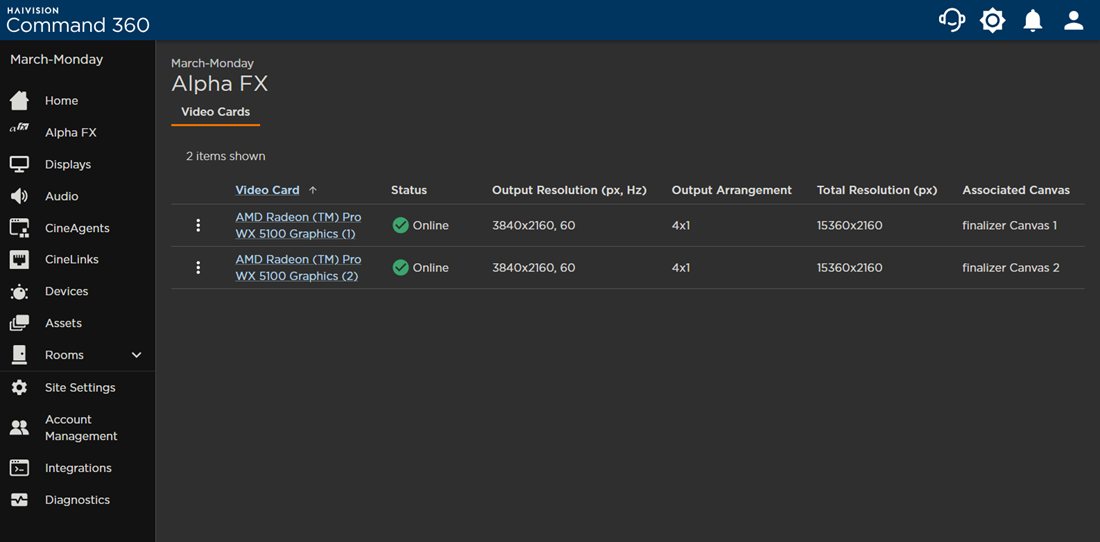 Alpha FX Page with 2 Video Cards