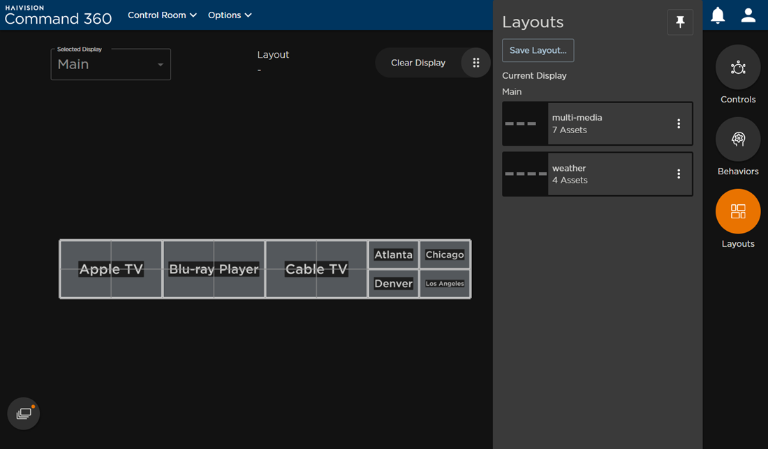 Activity Interface with Layouts Panel Open