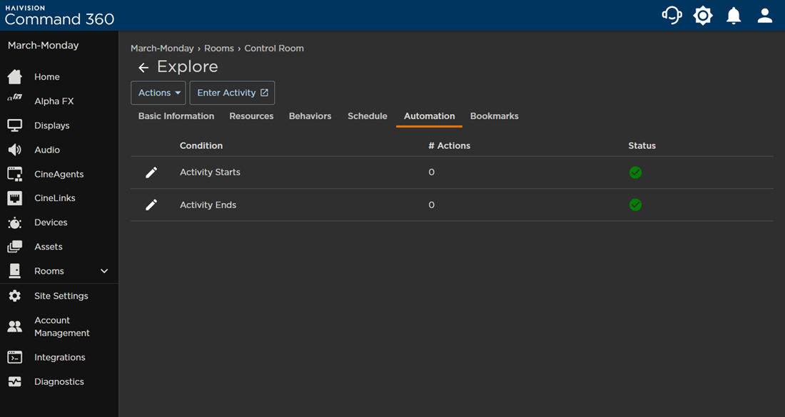 Activity Automation Tab