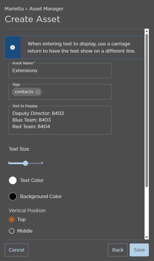 Message Asset Details