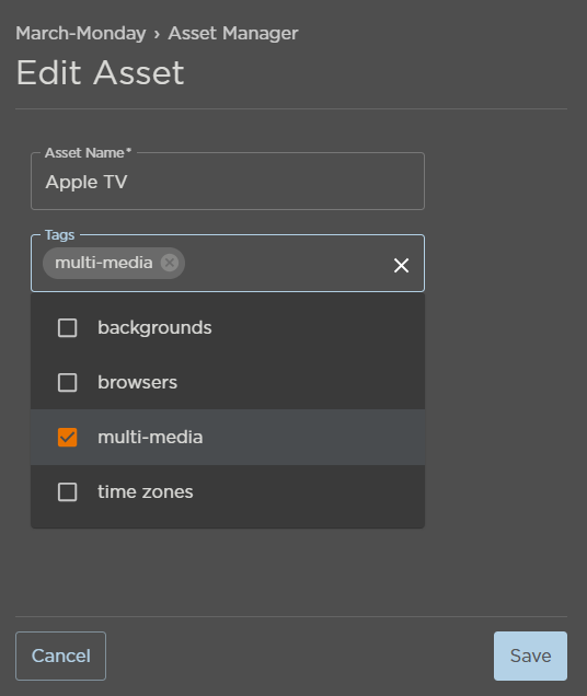 Asset Name and Tags