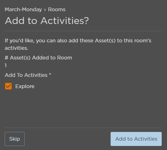 Add Assets to Activities