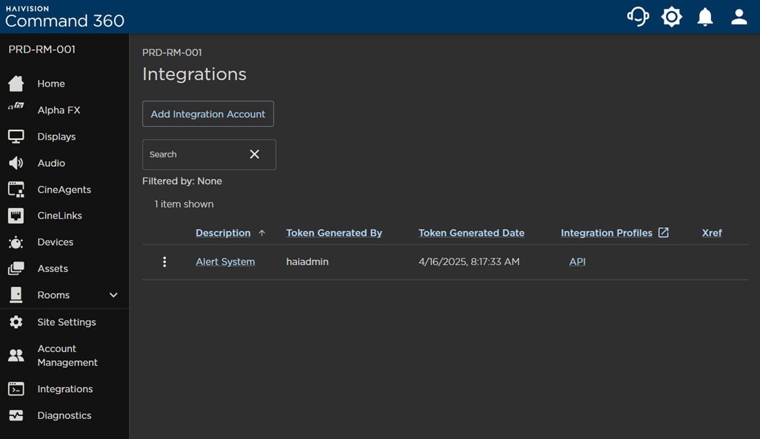 Integrations Page