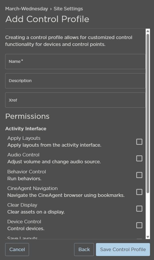Control Profile Details