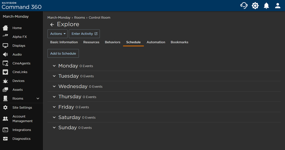 Empty Activity Schedule