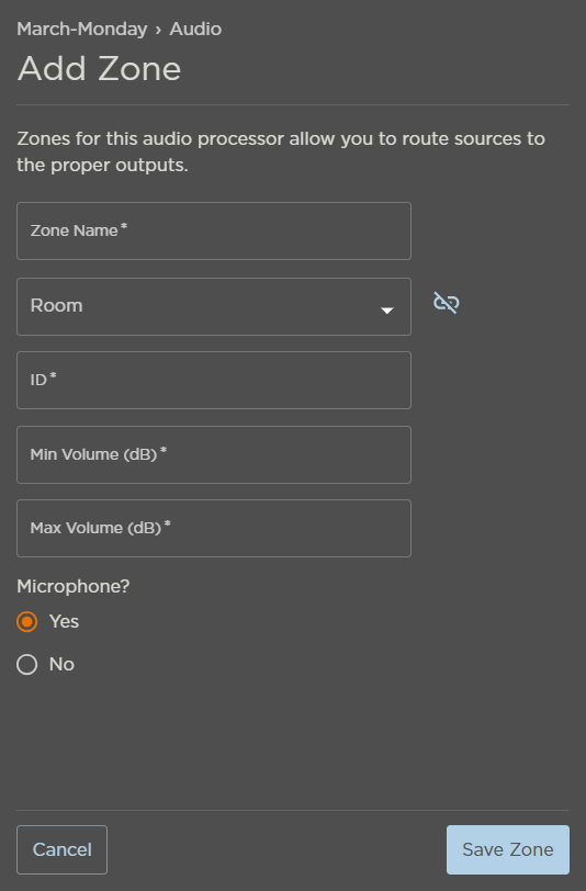 Add Zone Options