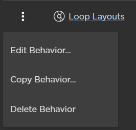 Behavior Options Menu